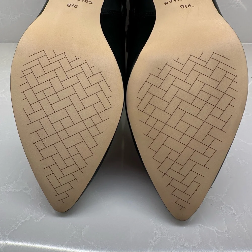 NWT || NIB: Cole Haan Elyse Black Ankle Leather Boots with Side Zip. Size: 9.5 B